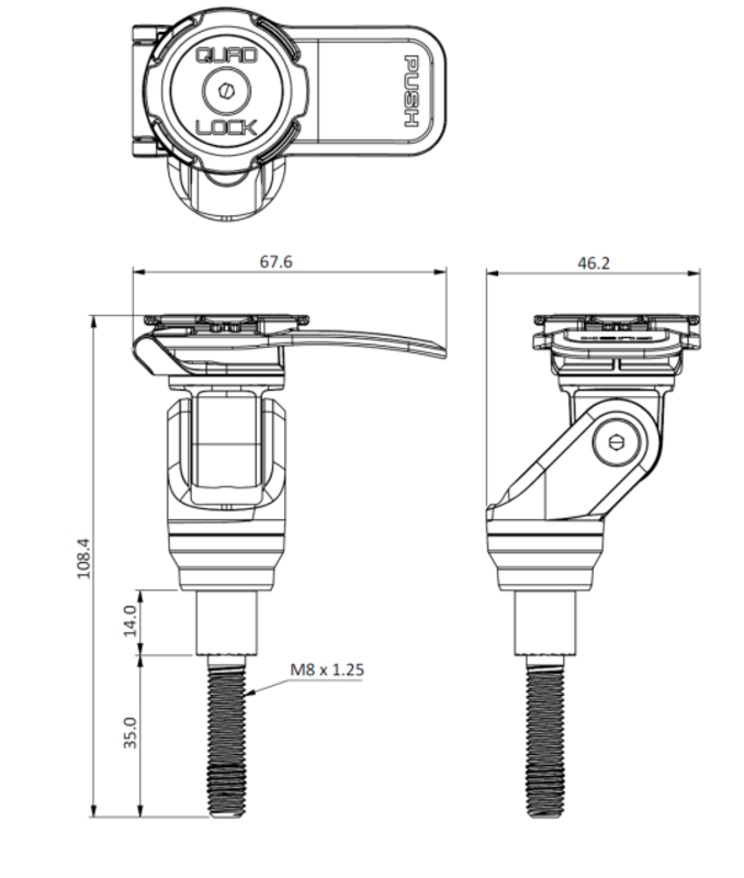 support téléphone à tige filetée m8 quad lock support téléphone à tige filetée m8 quad lock